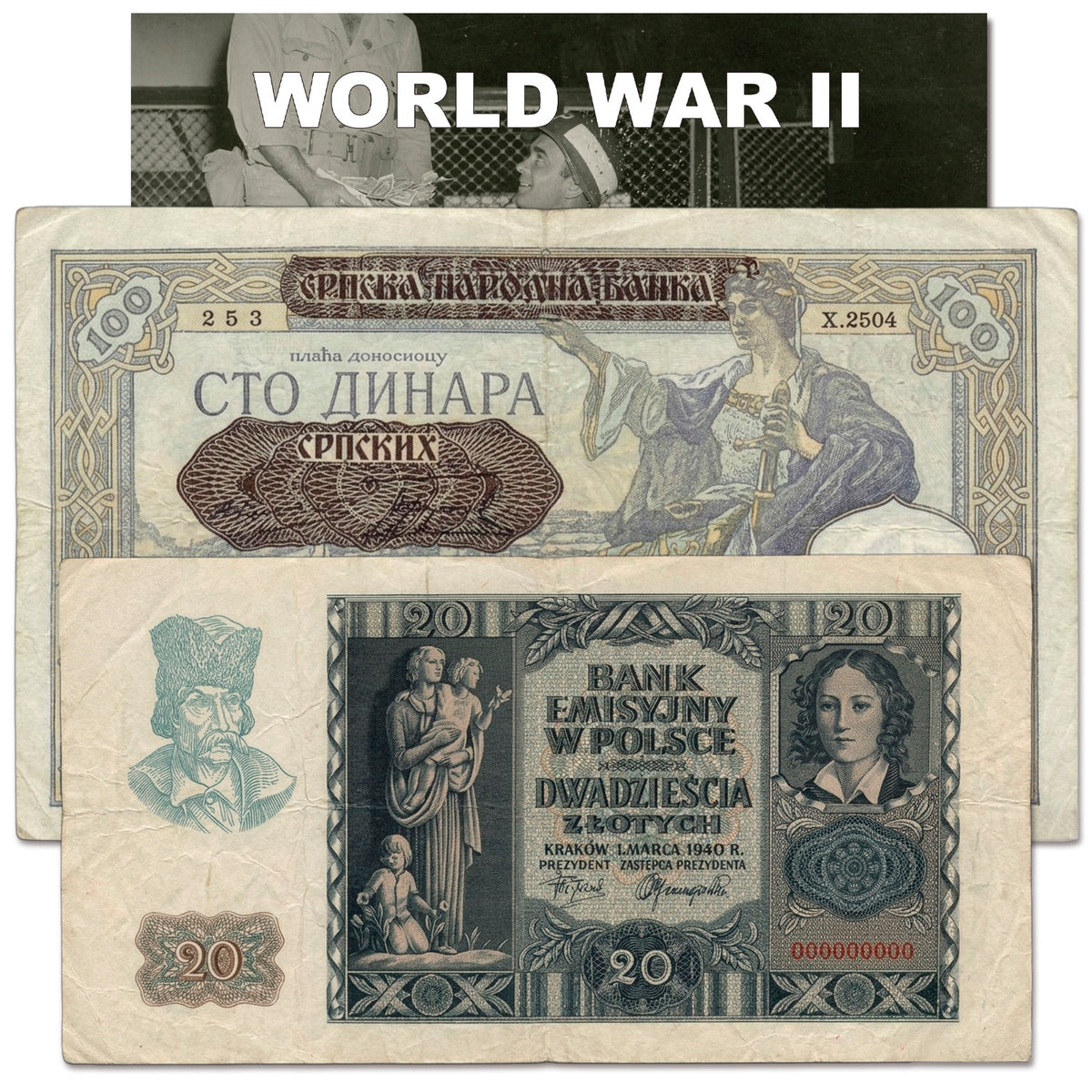 2 billetes auténticos de la Segunda Guerra Mundial - El Dinero de Ocupación del Tercer Reich (1939-1945) | Certificados