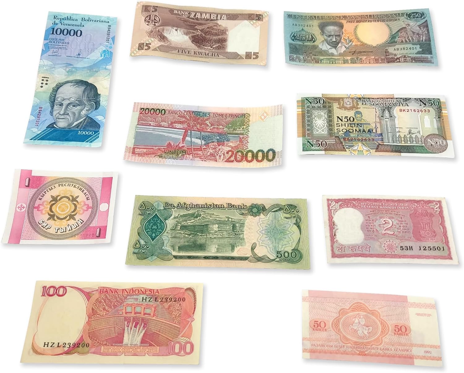 10 billetes auténticos - Animales del Mundo | Certificados