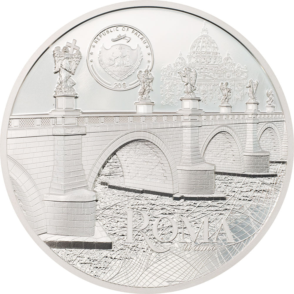 ROMA Tiffany Art Metrópolis Roma Moneda de Plata de 3 Oz 20$ Palaos 2022