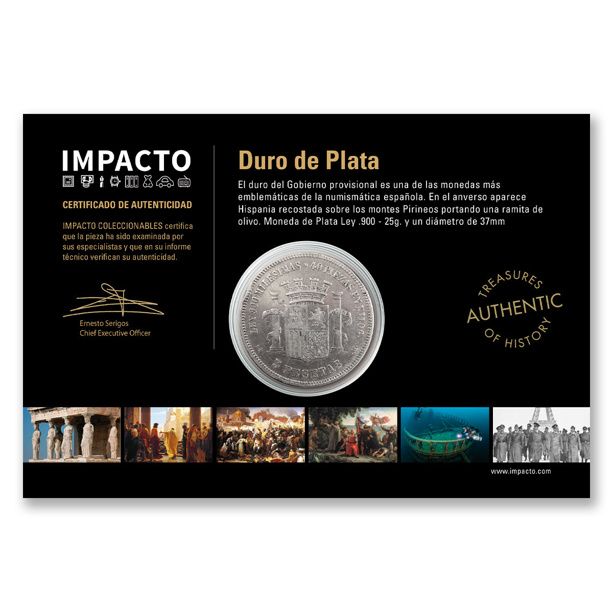 Moneda auténtica de la República Española - Duro de Plata 1870 | Certificada