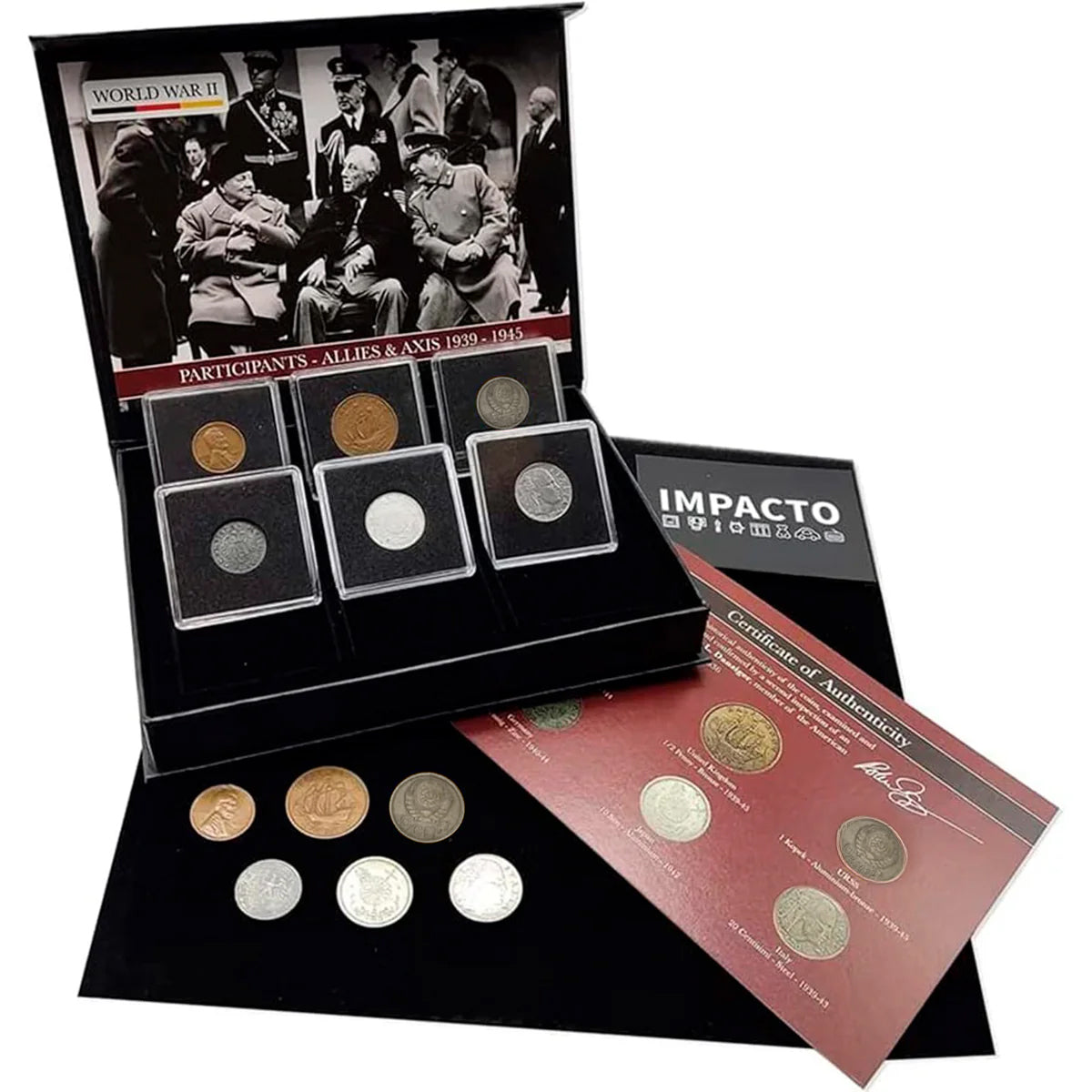 6 monedas auténticas de la Segunda Guerra Mundial - Aliados & Eje (1939-1945) | Certificadas
