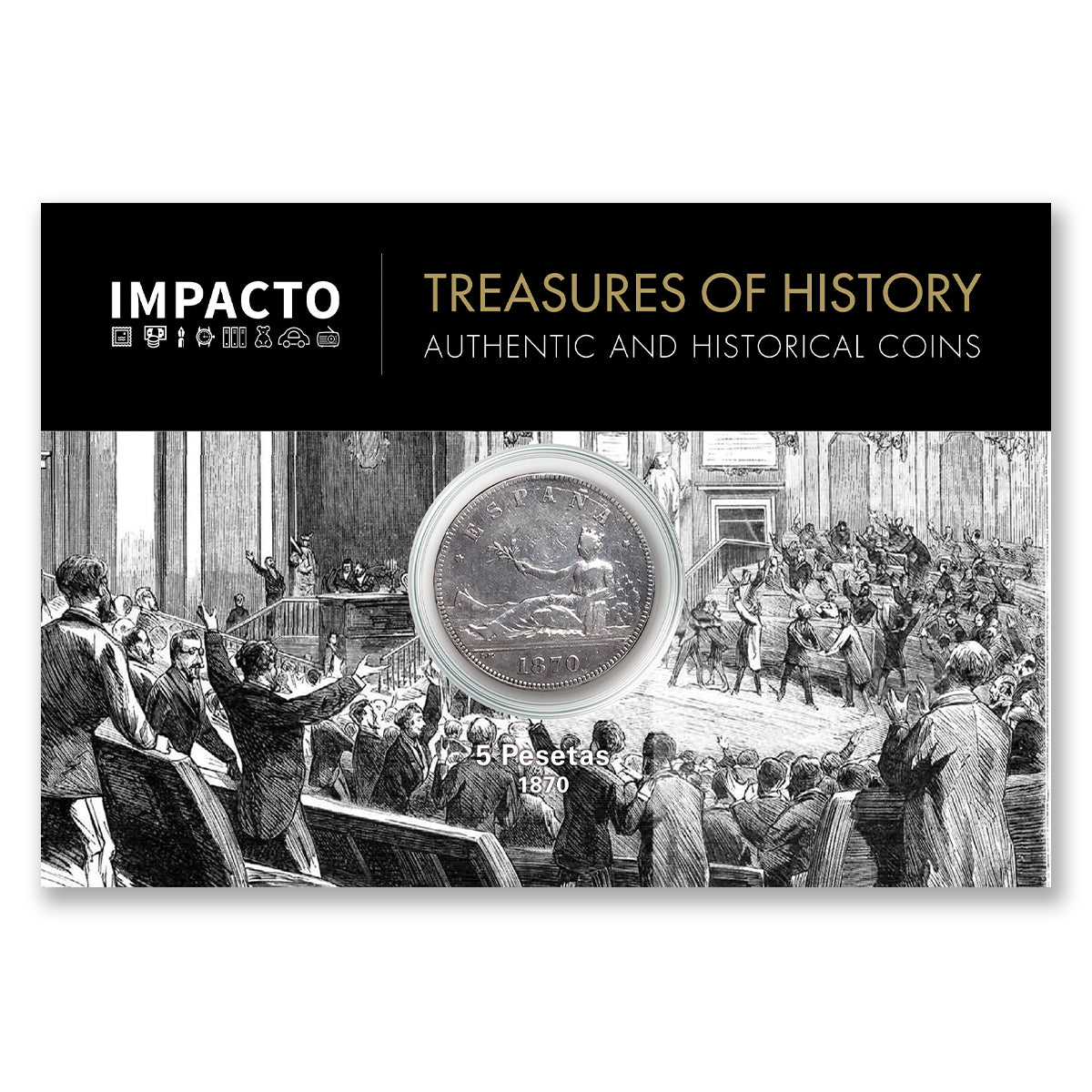 Moneda auténtica de la República Española - Duro de Plata 1870 | Certificada