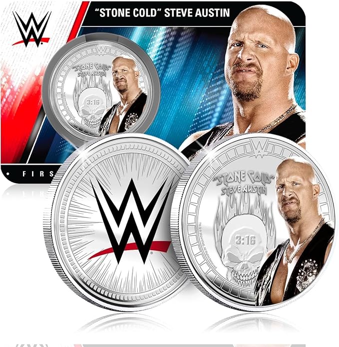 Authentic Silver-Plated Medal - WWE Stone Cold | Official Product