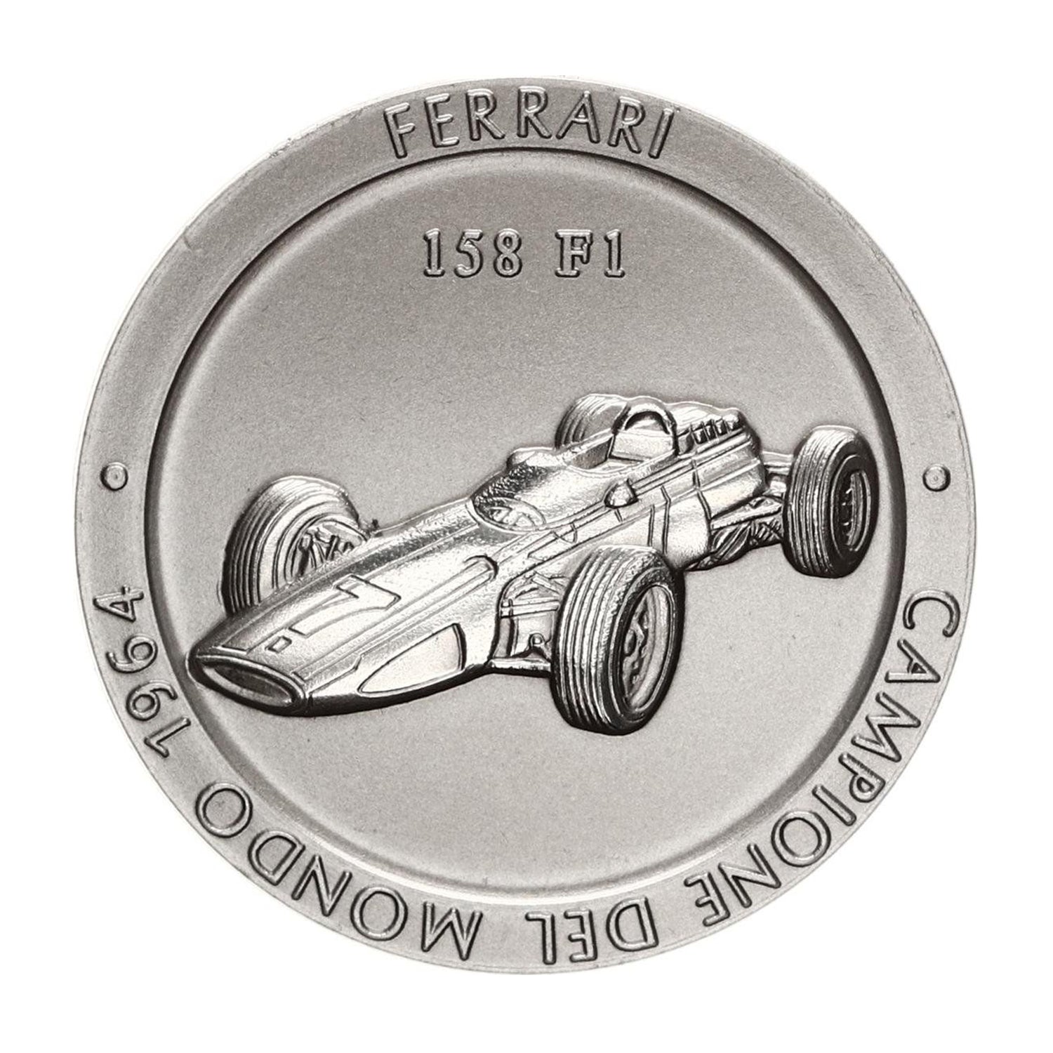 Medalla oficial del Campeonato Ferrari de F1: titanio, 1964. Edición 158F1