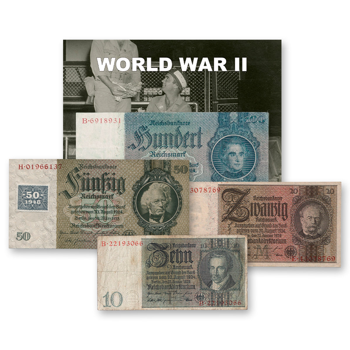 4 billetes auténticos del Tercer Reich - El Dinero del Reich (1929, 1933, 1935) | Certificados