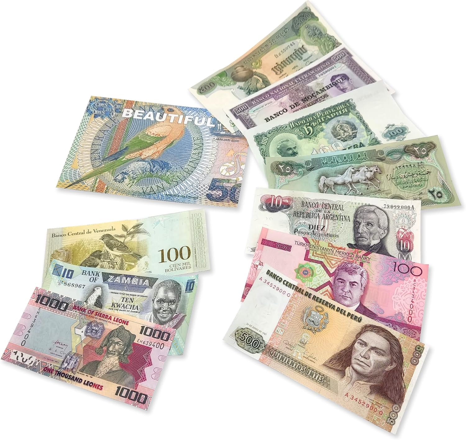 10 billetes auténticos - Los más bonitos del Mundo | Certificados