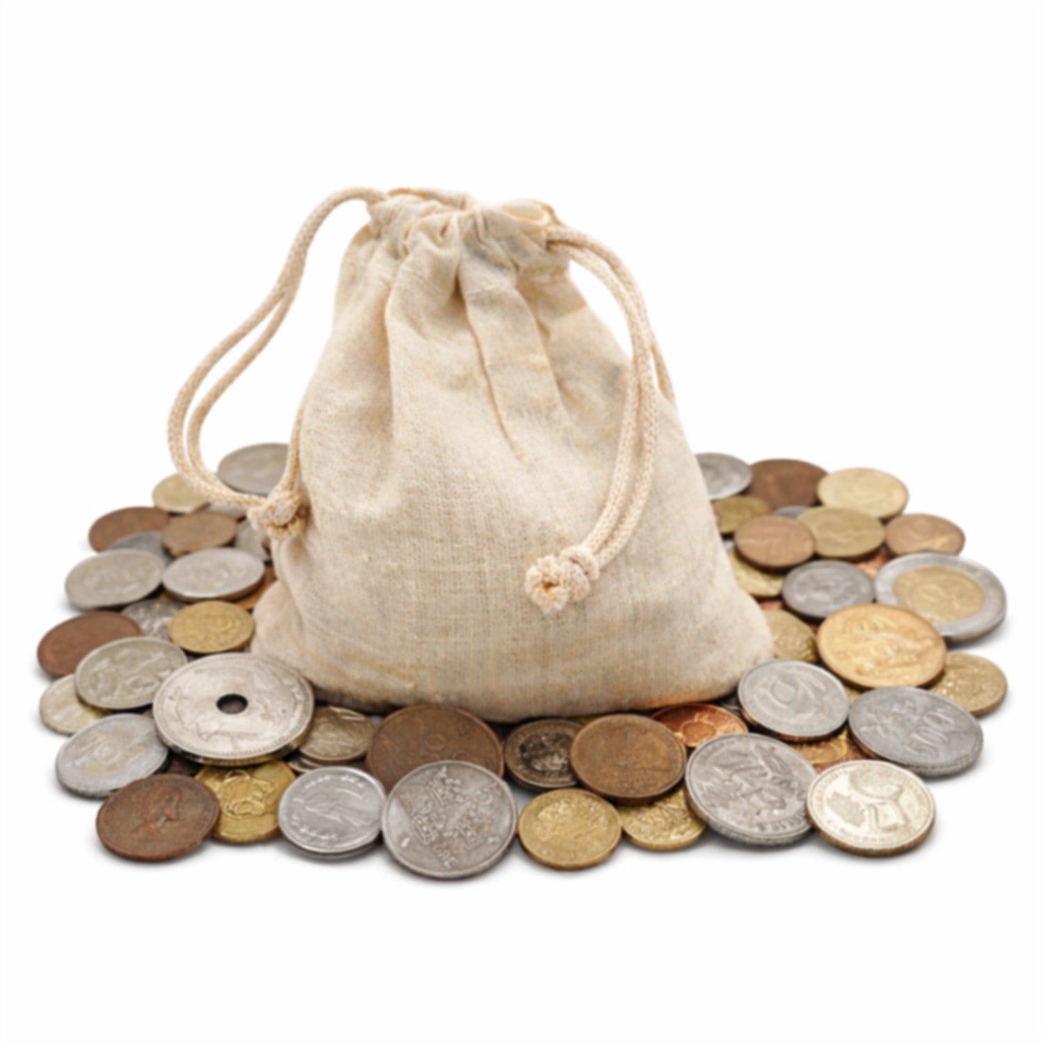 1/2 Kilo echte Münzen aus dem 19., 20. und 21. Jahrhundert in Stoffbeutel | Zertifiziert