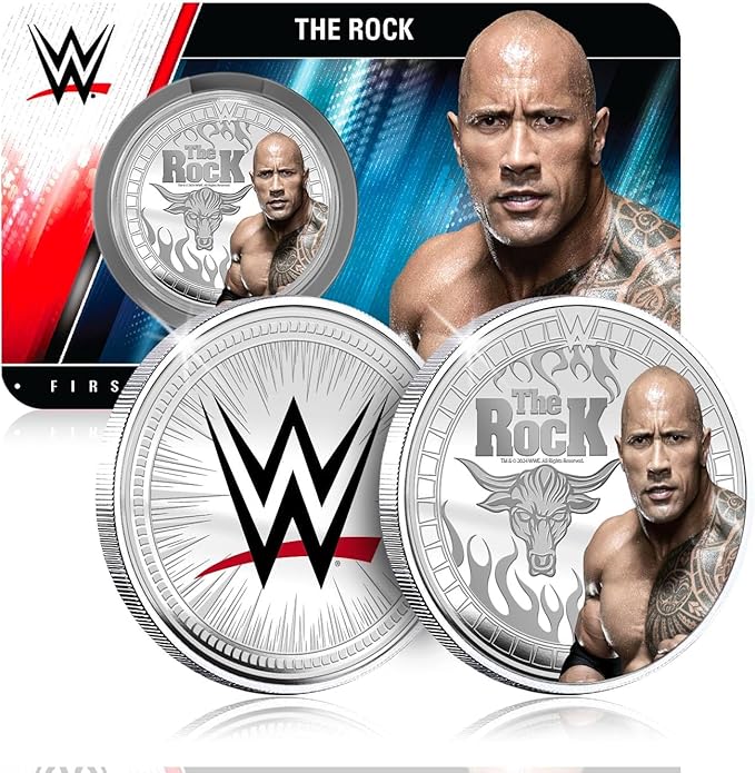 Authentic silver-plated medal - WWE The Rock | Official Product