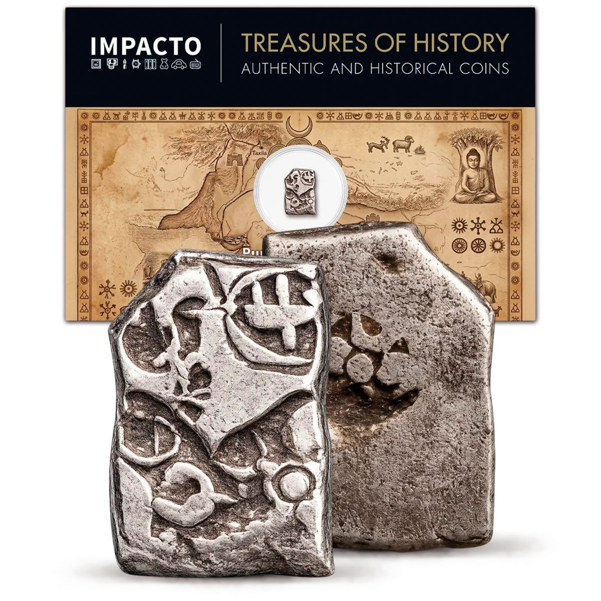Moneda de plata Maurya Punch Mark (c. 322–185 a. C.) – Auténtica moneda de plata de la antigua India