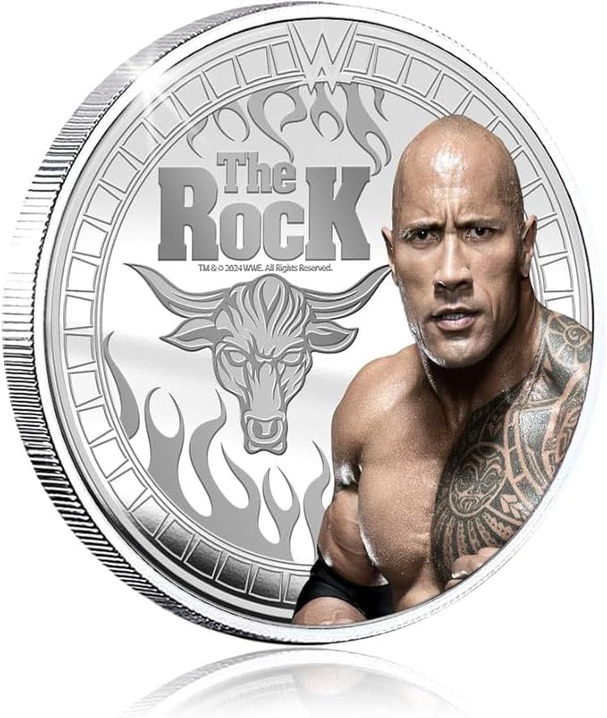 Authentic silver-plated medal - WWE The Rock | Official Product