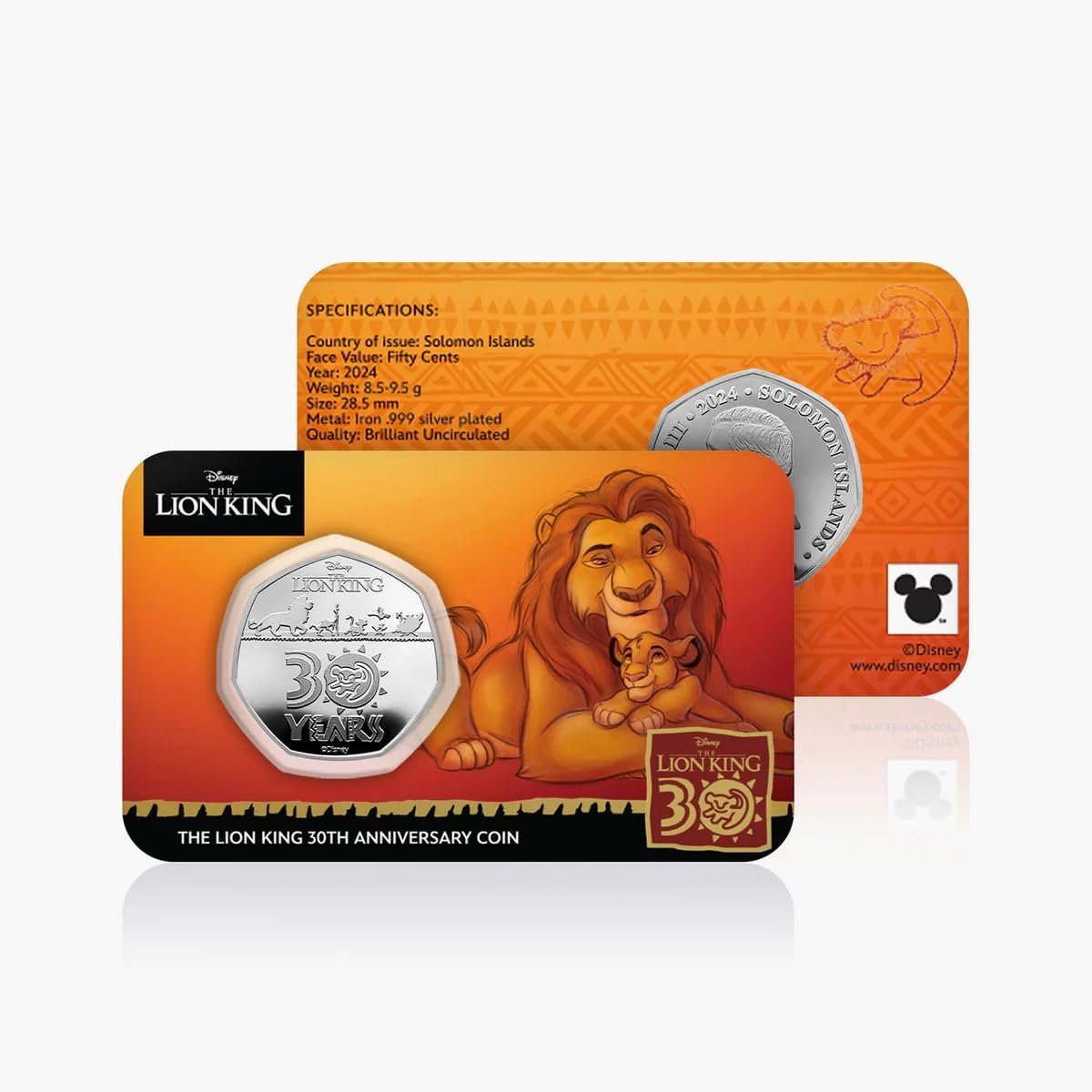 Authentic coin with silver plating - 30th Anniversary of The Lion King 50c Solomon Islands 2024 | Official Product