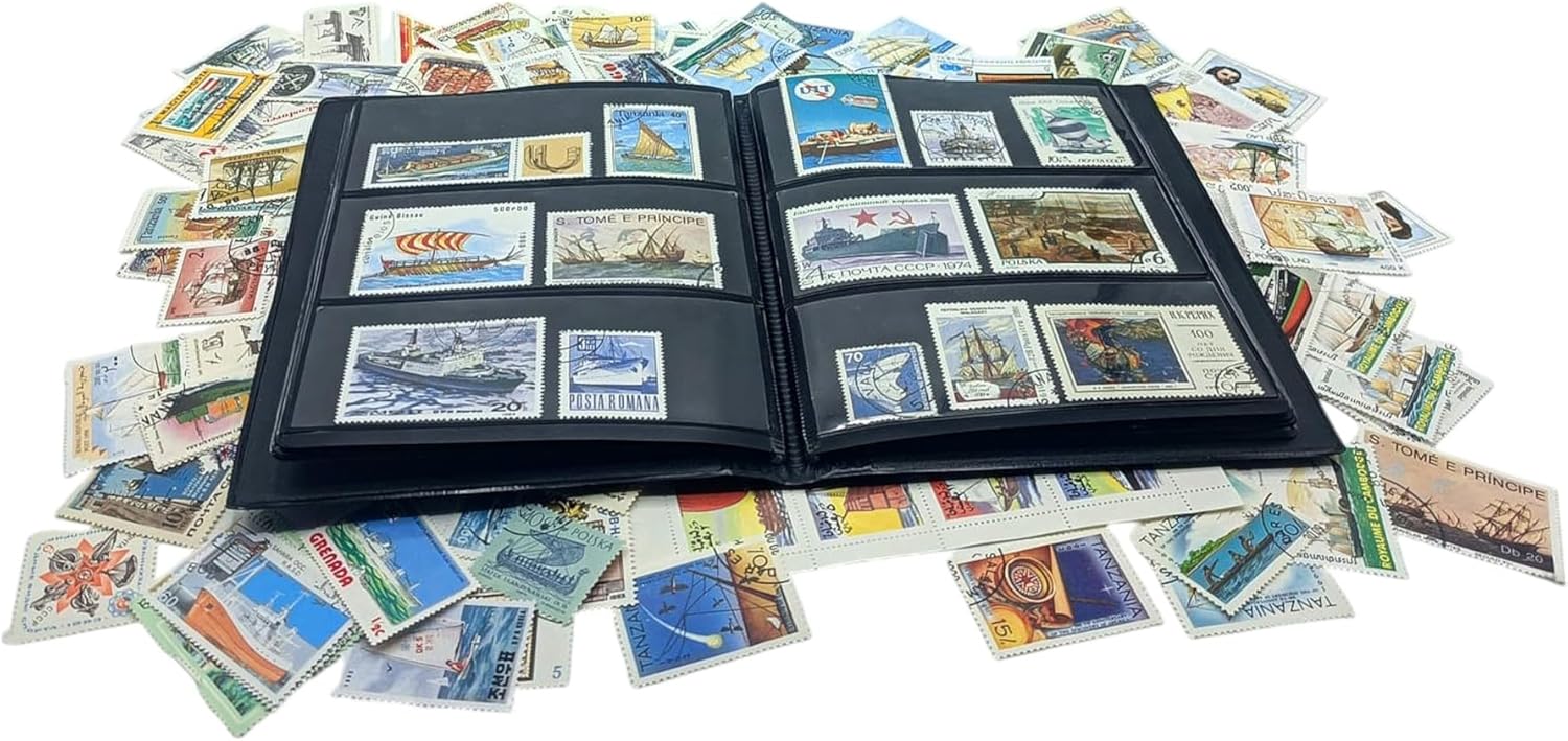 100 Historic Ship Stamps | Collector Album Included