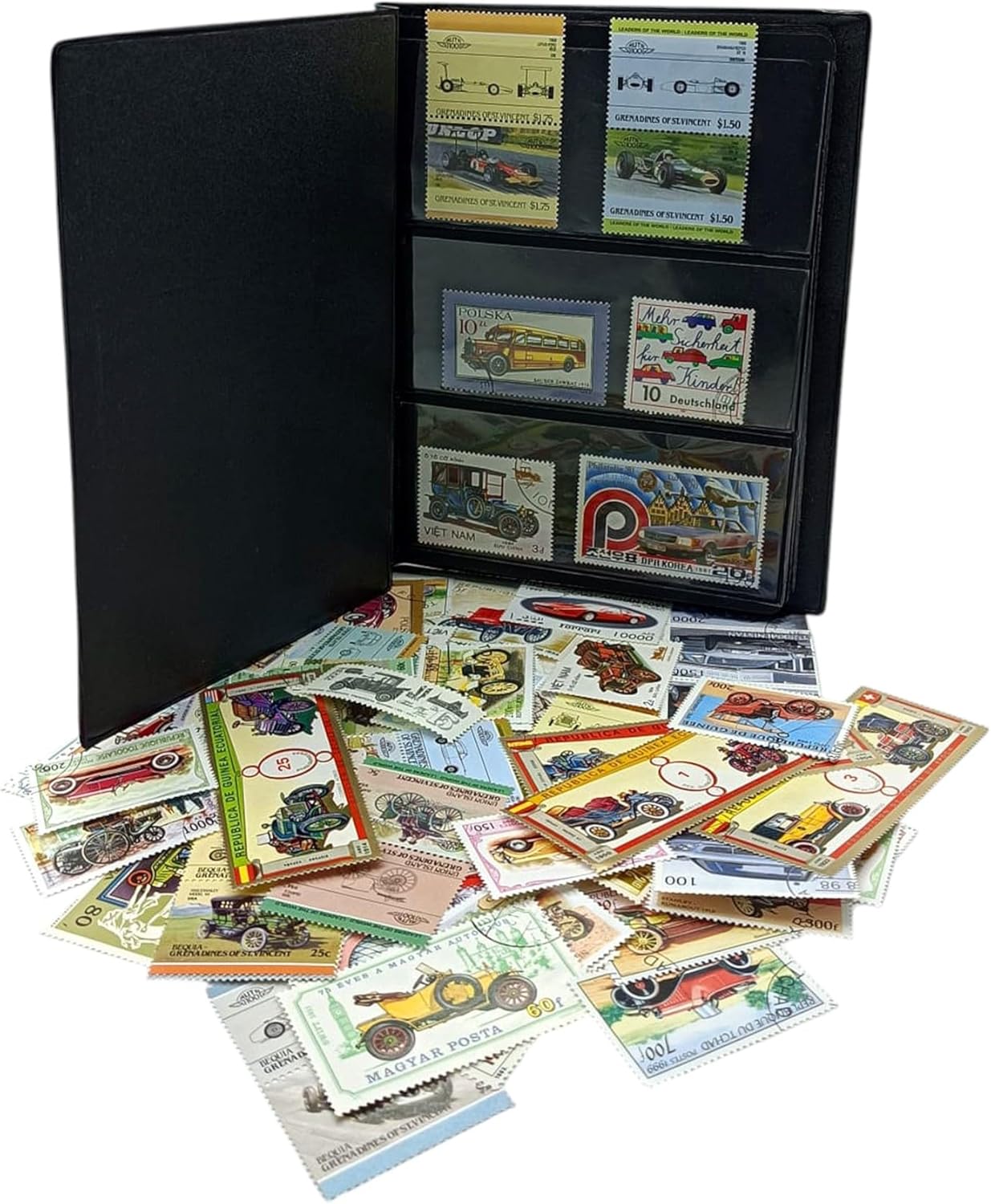 100 Historic Car Stamps | Collector Album Included