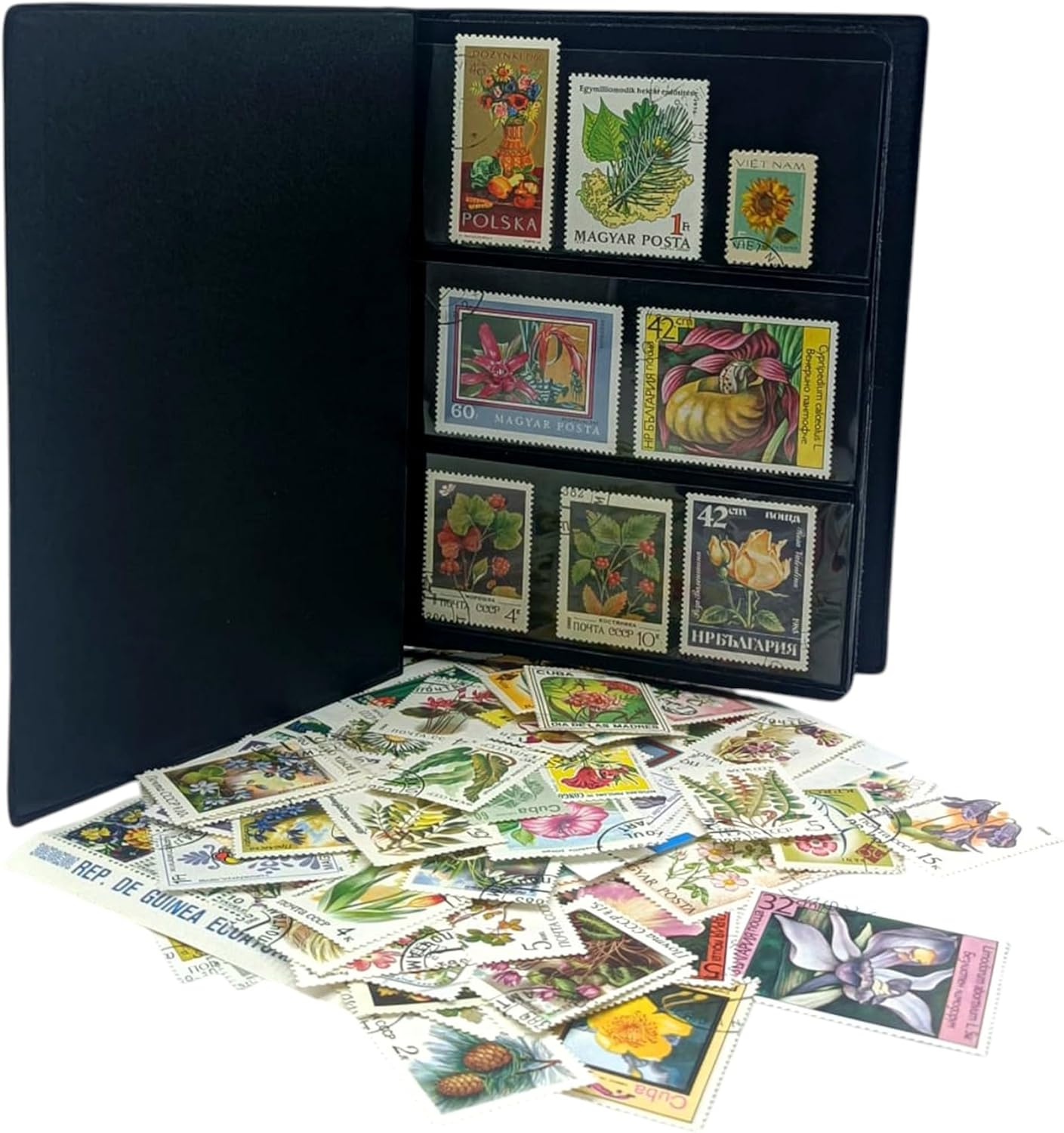 100 Botanical Stamps Collection | Collector Album Included