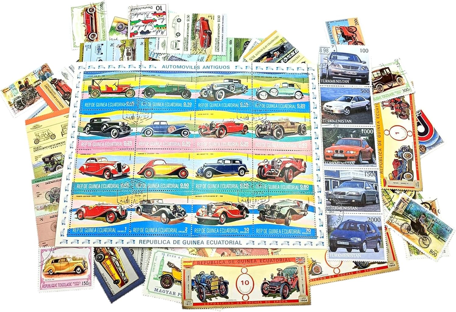 100 Historic Car Stamps | Collector Album Included