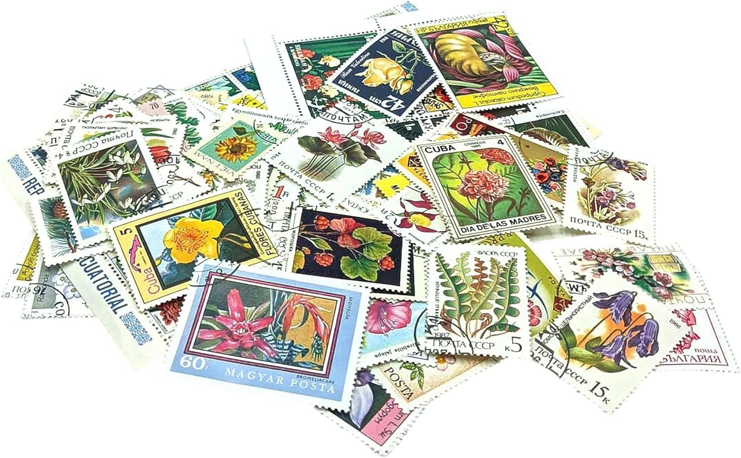 100 Botanical Stamps Collection | Collector Album Included