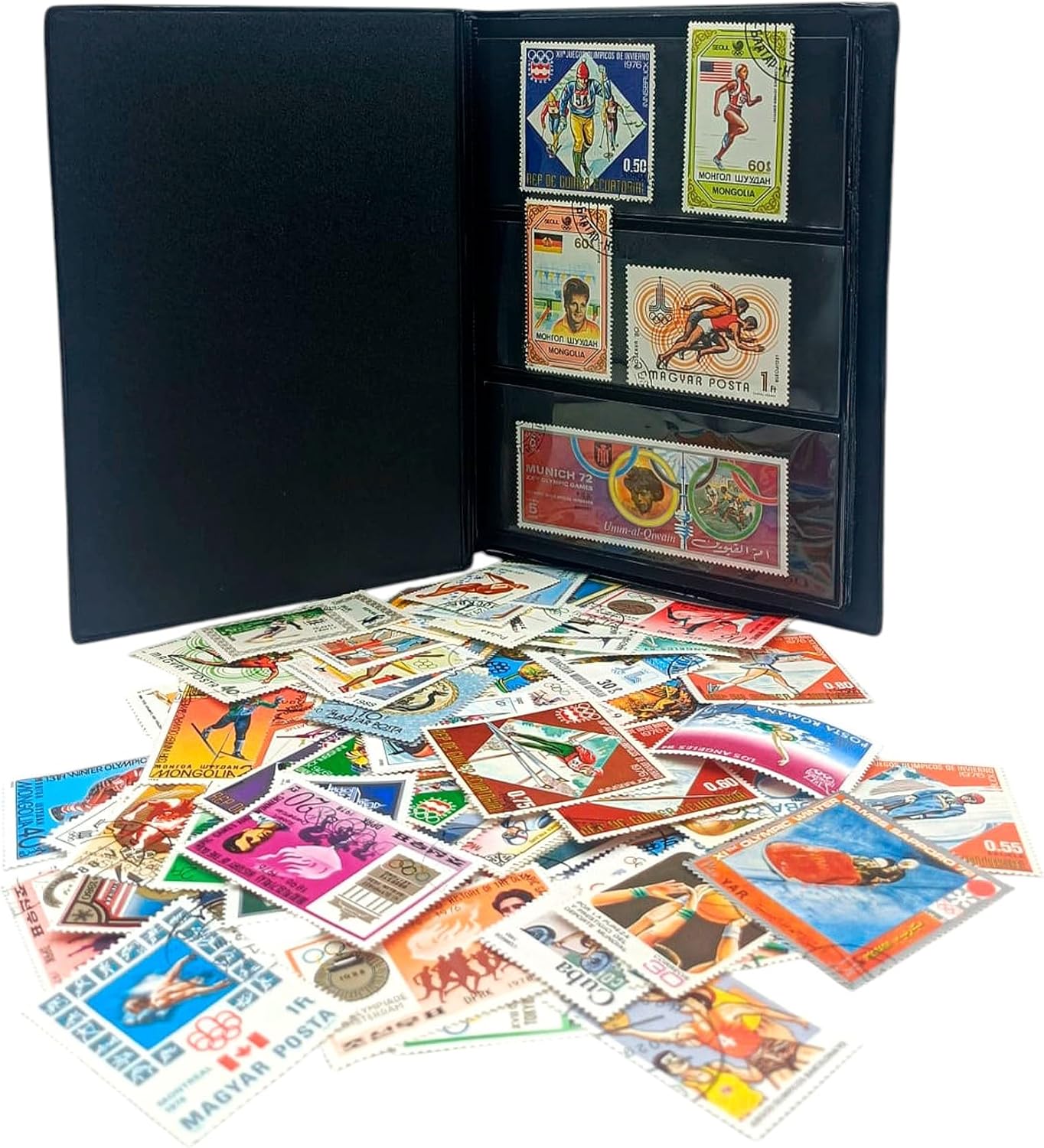 100 Olympic Stamps Collection | Collector Album Included