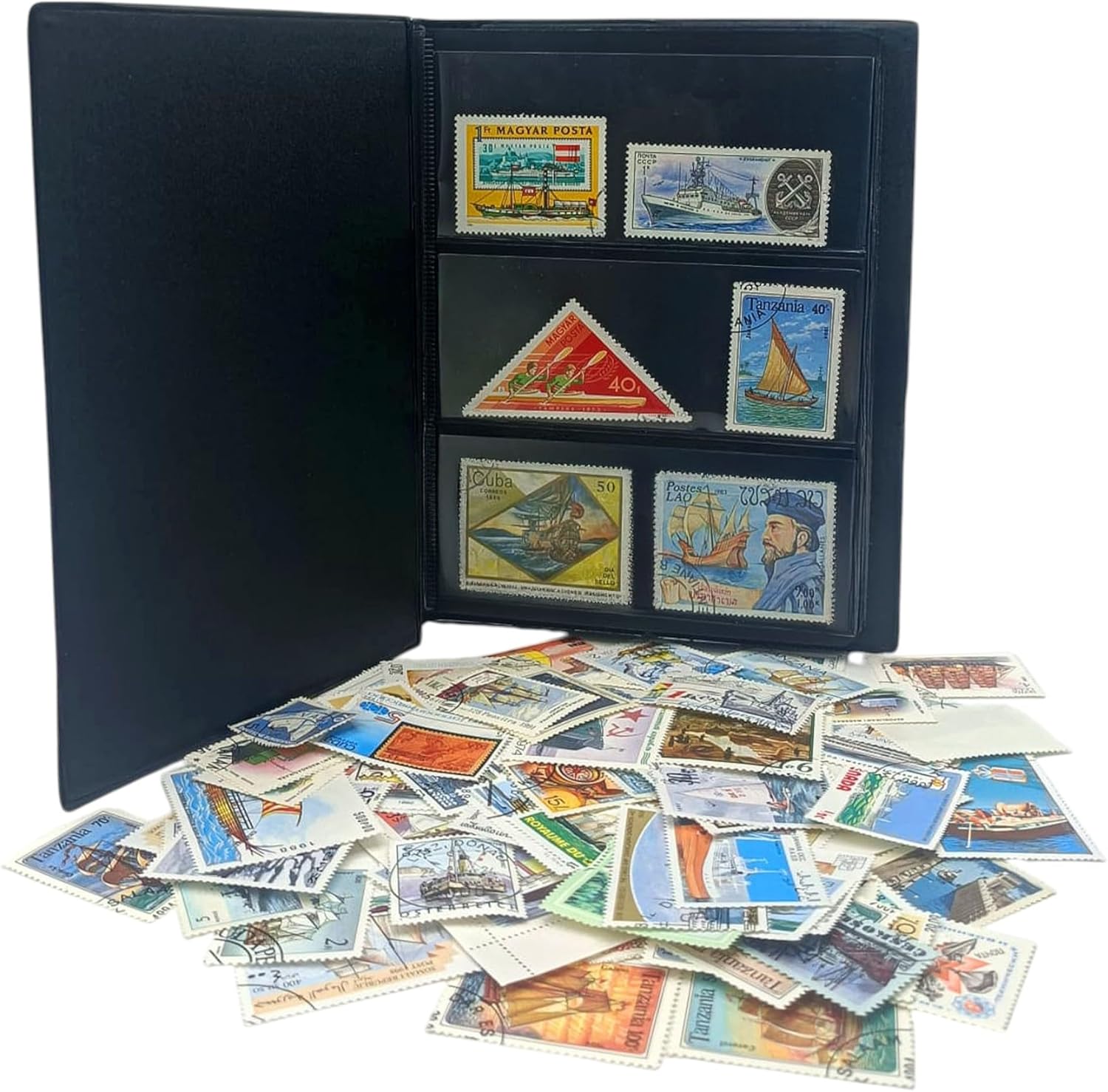 100 Historic Ship Stamps | Collector Album Included