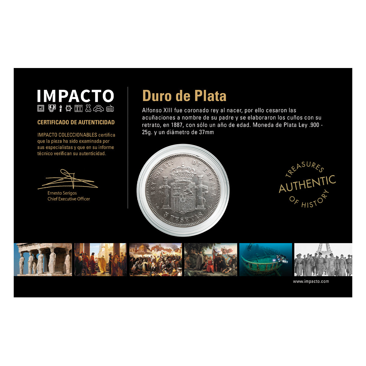 Moneda auténtica de la Monarquía Española - Duro de plata de Alfonso XIII El Rizos | Certificada