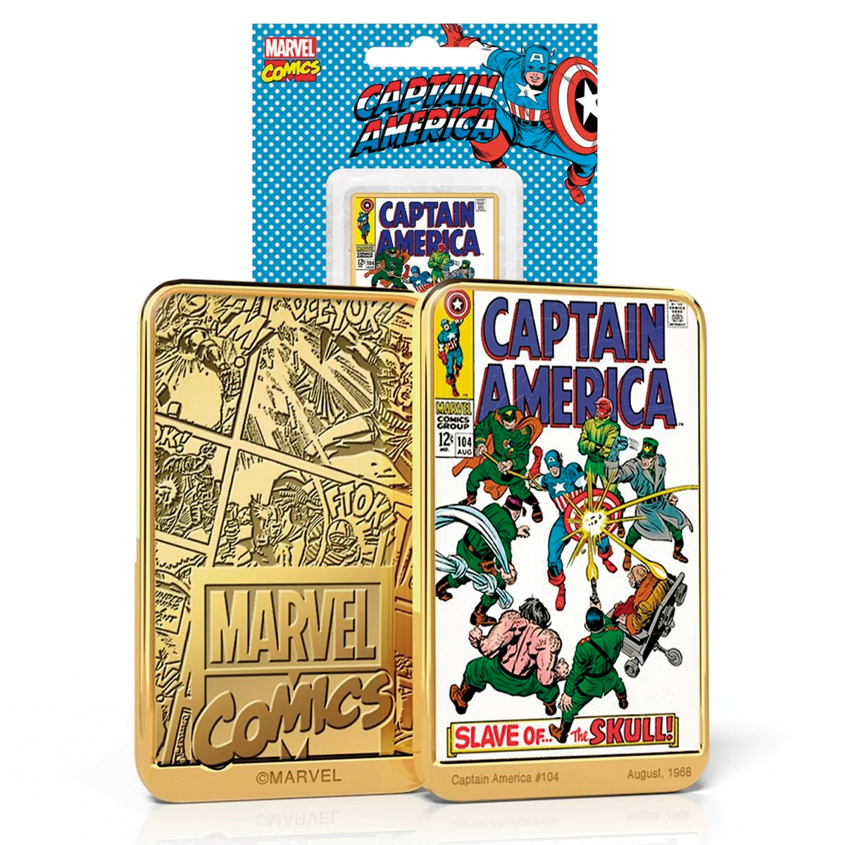 24-karat gold-plated ingot - CAPTAIN AMERICA Marvel Comic #104 (1972) | Official Product