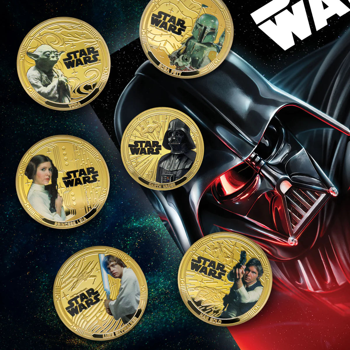 6 authentic coins plated in 24K gold - Star Wars 2025 Collection | Official Product