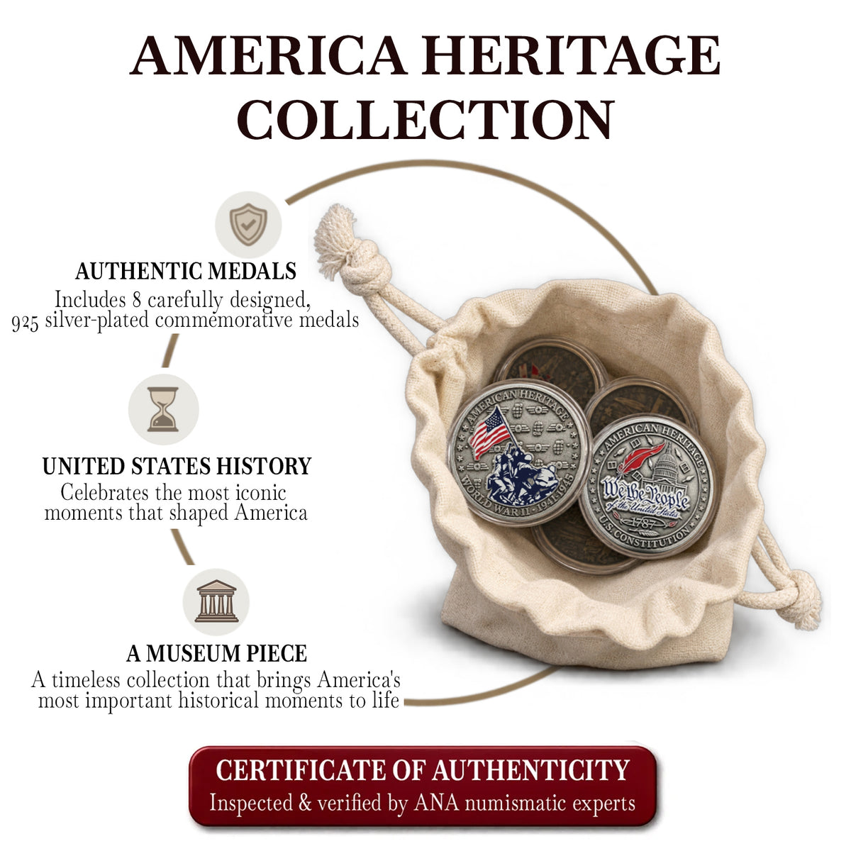 8 authentic medals - American Heritage COLLECTION