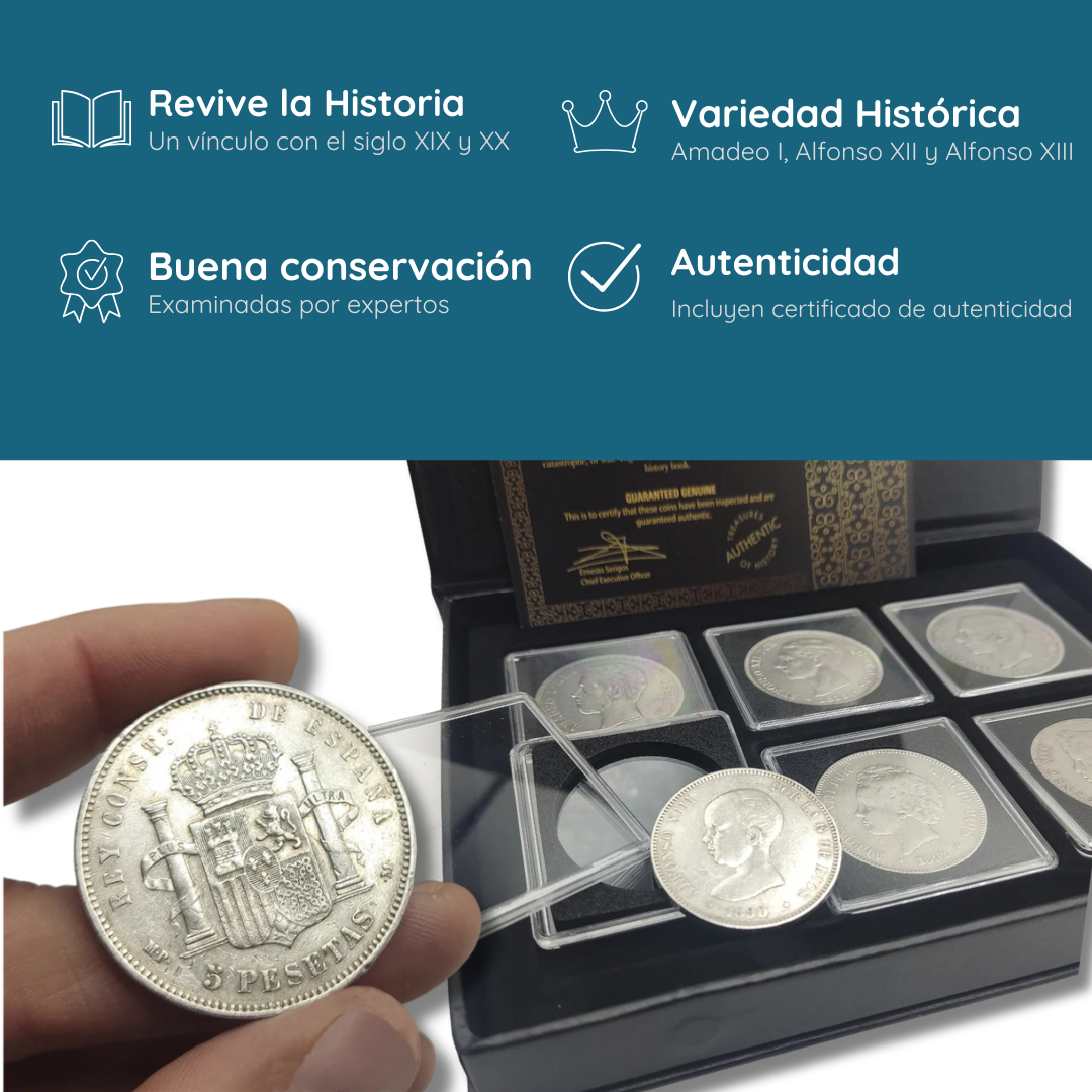 Suscripción Mensual - 6 monedas auténticas Colección Duros de Plata (1871-1912) | Certificadas