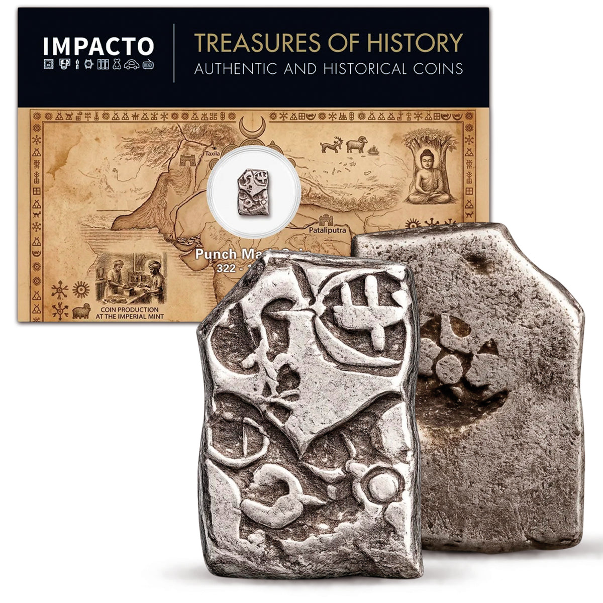 Moneda de plata Maurya Punch Mark (c. 322–185 a. C.) – Auténtica moneda de plata de la antigua India