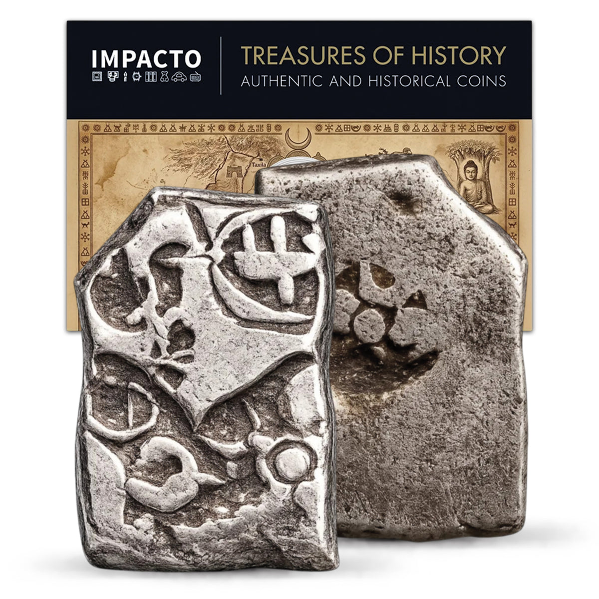 Moneda de plata Maurya Punch Mark (c. 322–185 a. C.) – Auténtica moneda de plata de la antigua India