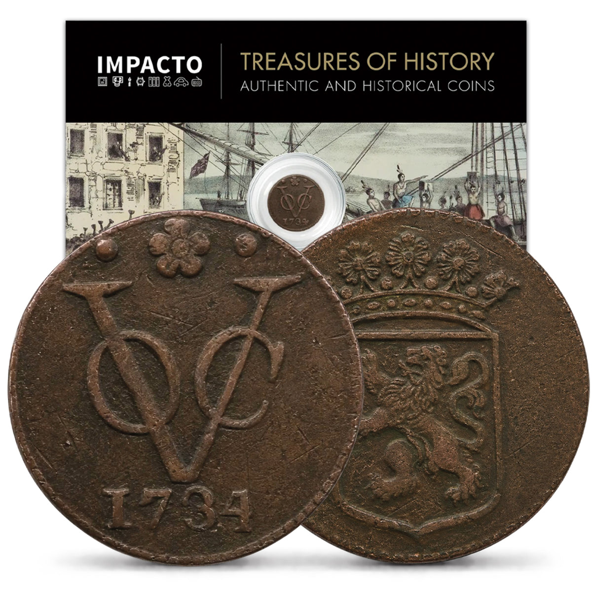 Primer Penny de Nueva York 1726‑1794 – Auténtico Duit Histórico I Pieza Verificada y Certificada