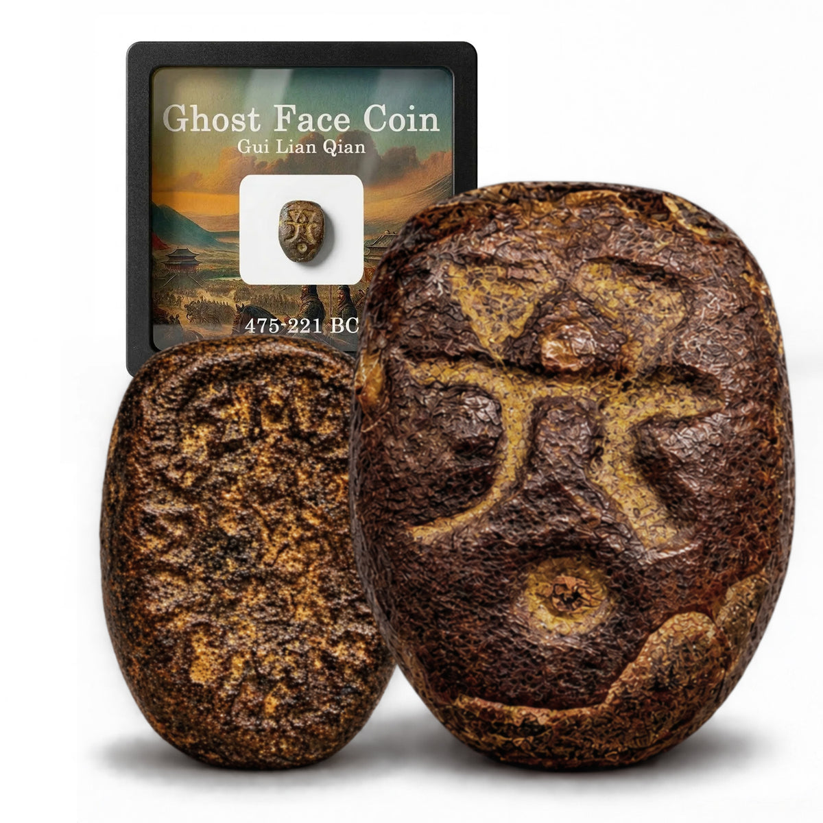 Moneda auténtica China Gui Lian Qian (Rostro de Fantasma) – Estados en Guerra 475-221 a.C. | Certificada