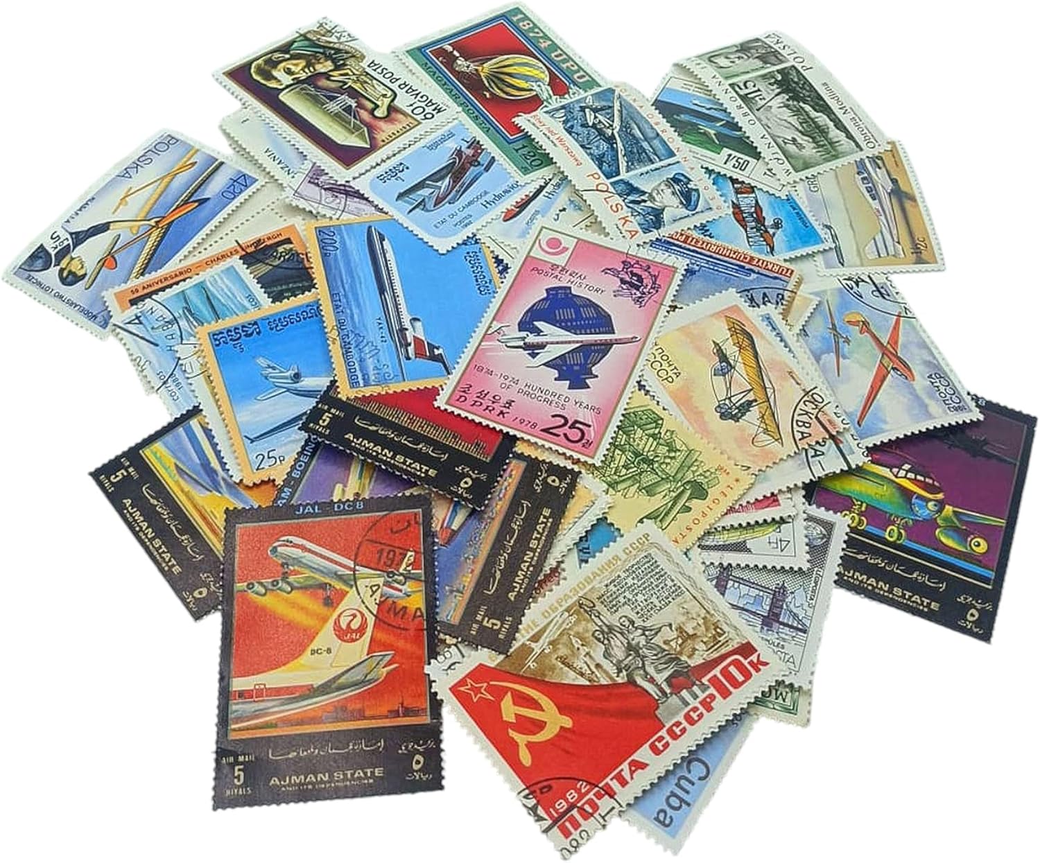 100 Historic Aircraft Stamps | Collector Album Included