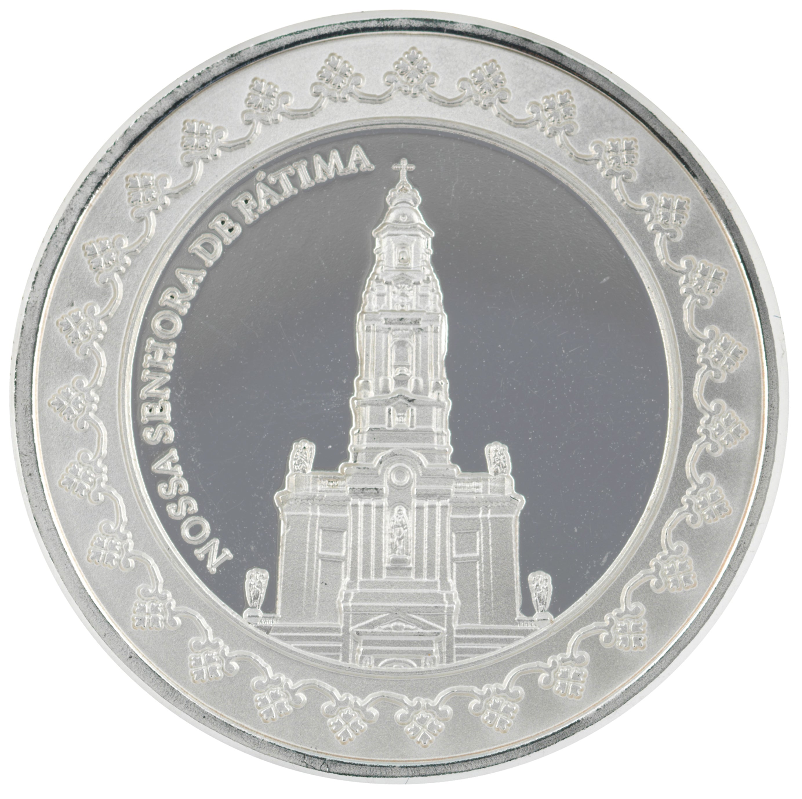 Virgin of Fatima: Commemorative Medal with Silver Plating and Gold Application with Swarovski Crystal