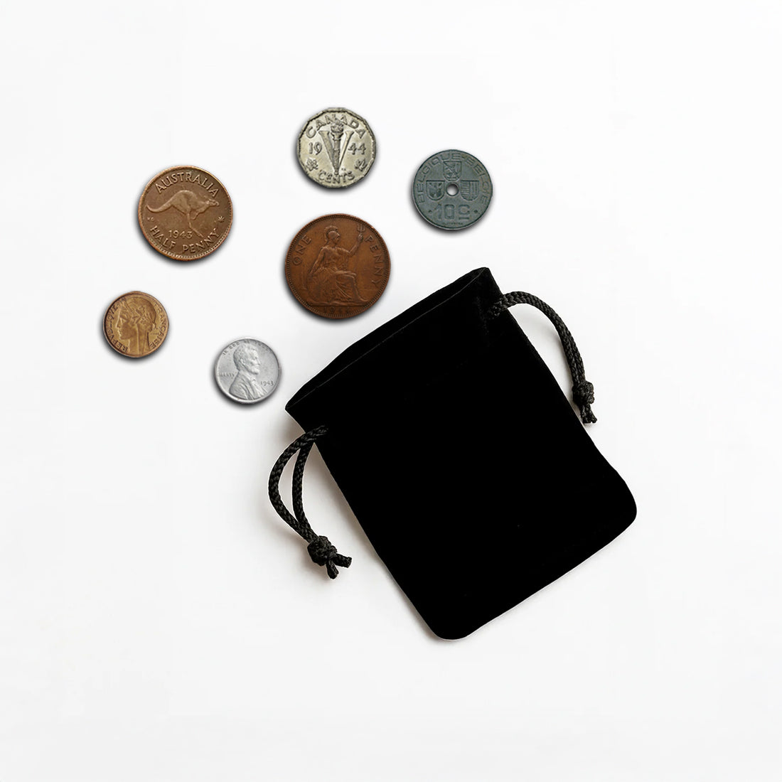 6 monedas auténticas de la Segunda Guerra Mundial - El Desembarco de Normandía en bolsa (1944) | Certificadas