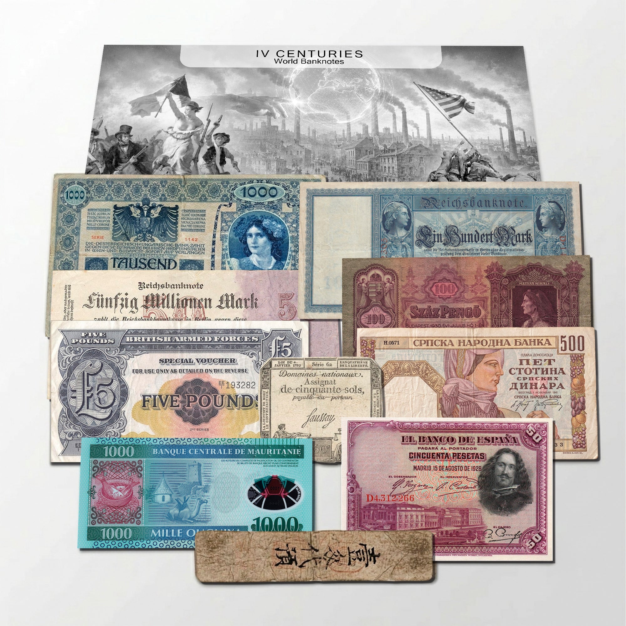10 billetes auténticos - Colección de 4 Siglos 1792-2014 | Certificados