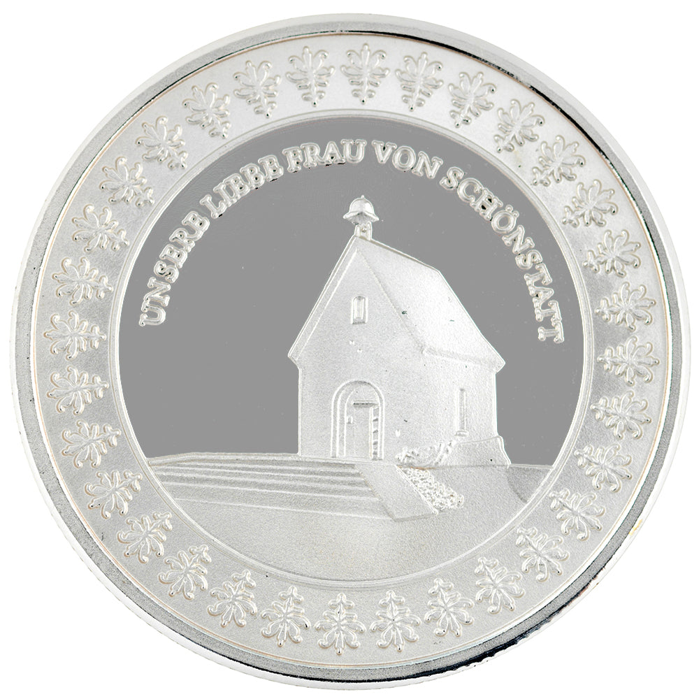 Virgin of Schonstatt: Commemorative Medal with Silver Plating and Gold Application with Swarovski Crystal