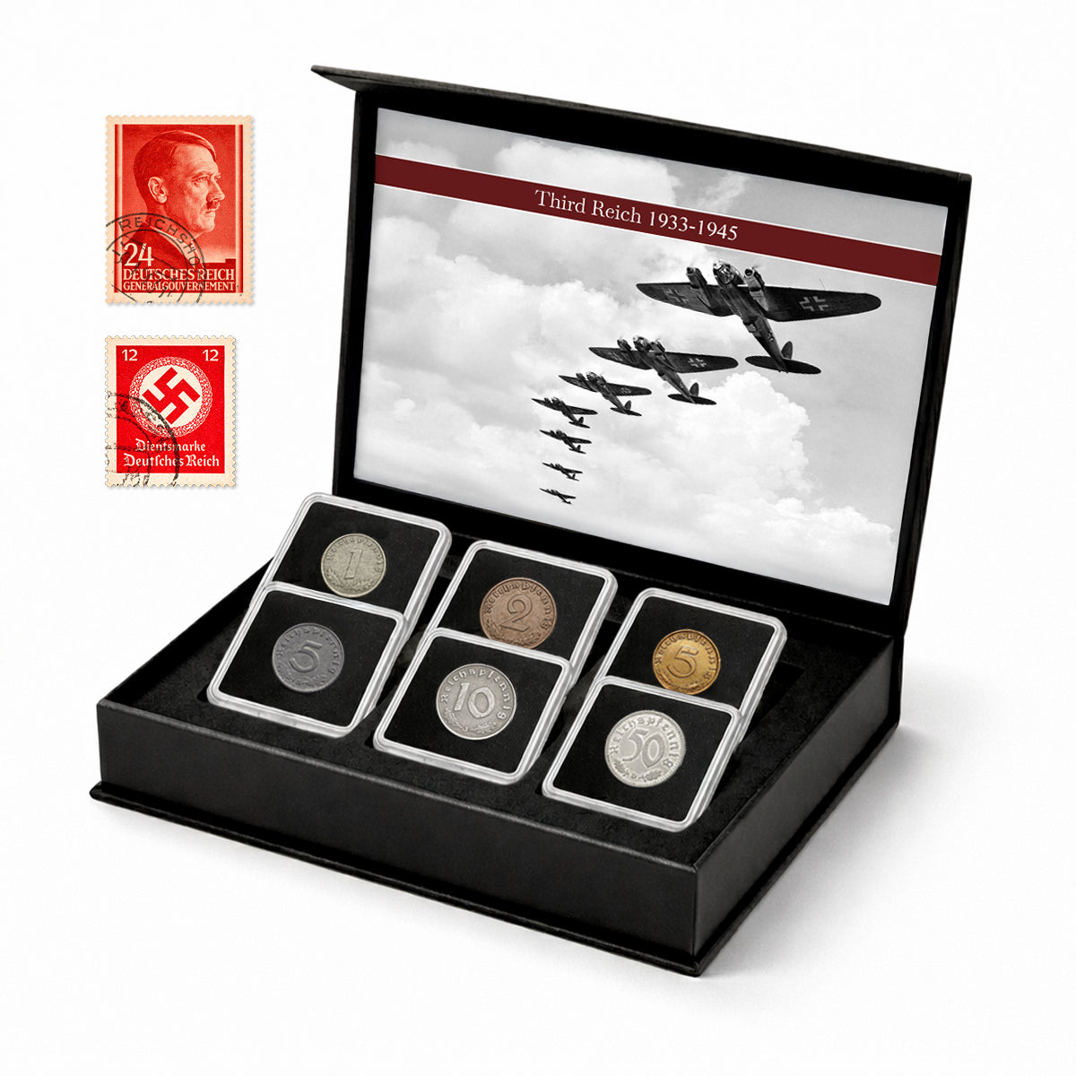 6 monedas auténticas de la Segunda Guerra Mundial - El Tercer Reich (1933-1945) | Certificadas