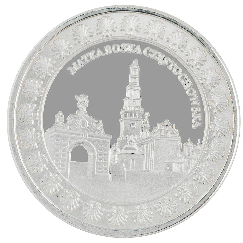 Virgin of Czestochowa: Commemorative Medal with Silver Plating and Gold Application with Swarovski Crystal