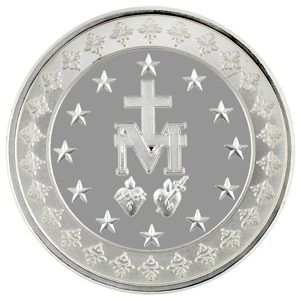 Virgin of Miracles: Commemorative Medal with Silver Plating and Gold Application with Swarovski Crystal