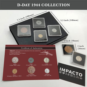 WW2 World Currency - 6 Coins Used During The World War 2, D-Day Collection (1944). Special WW2 Memorabilia for Collector, Certificate of Authenticity Included.