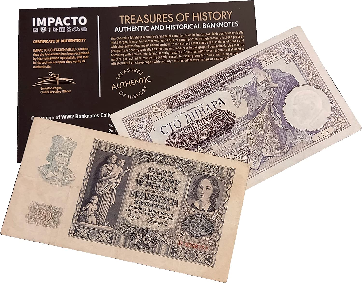 2 authentic World War II banknotes - Occupation Money of the Third Reich (1939-1945) | Certificated