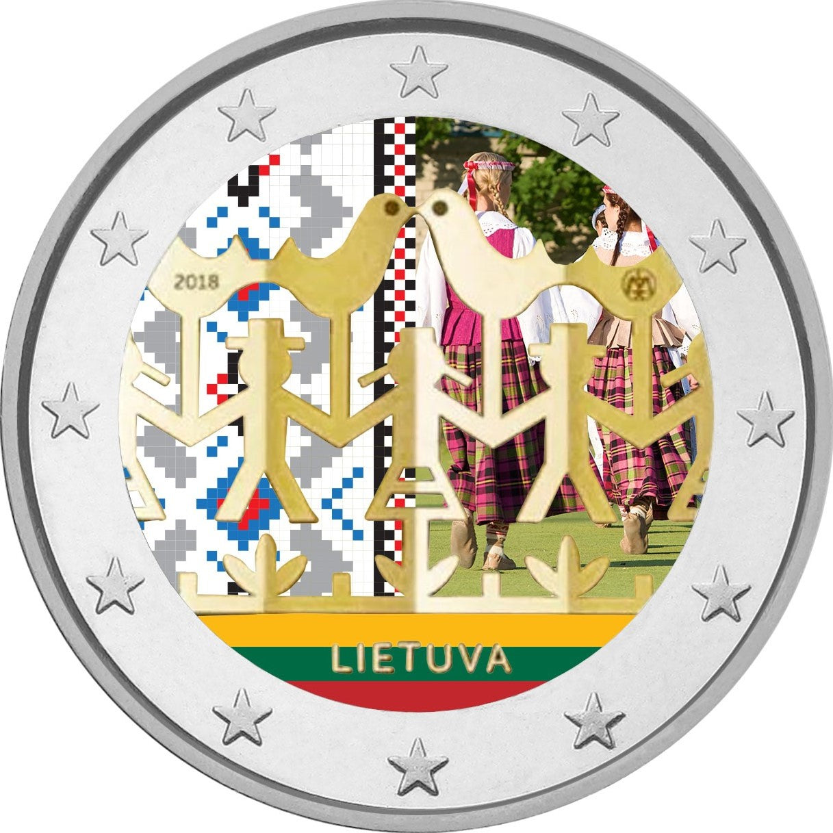 Lithuania - 2 Euro Colored 2018, Dance Festival.