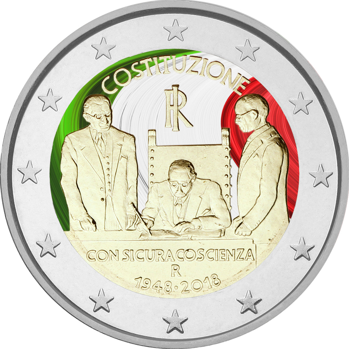 Italy - 2 Euro Colored 2018, 70 years of Constitution