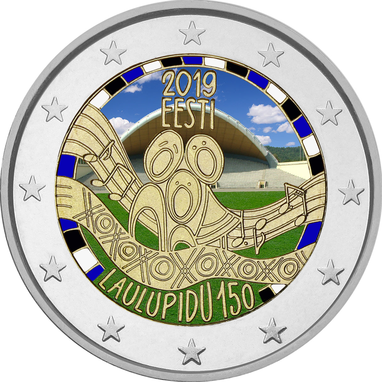 Estonia - 2 Euro Colored. 2019, 150 years of song festival