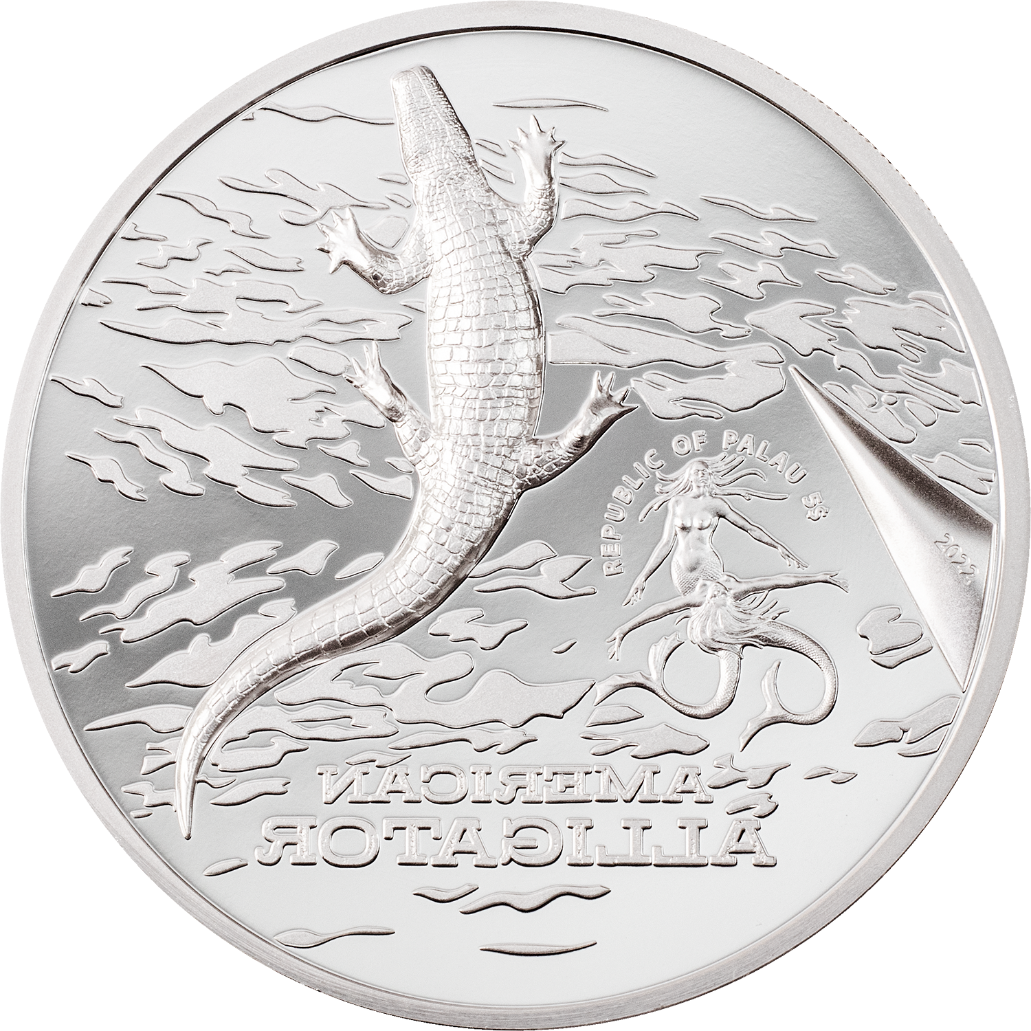 Moneda de 1 Oz de Plata - AMERICAN ALLIGATOR 5$ Palau 2022
