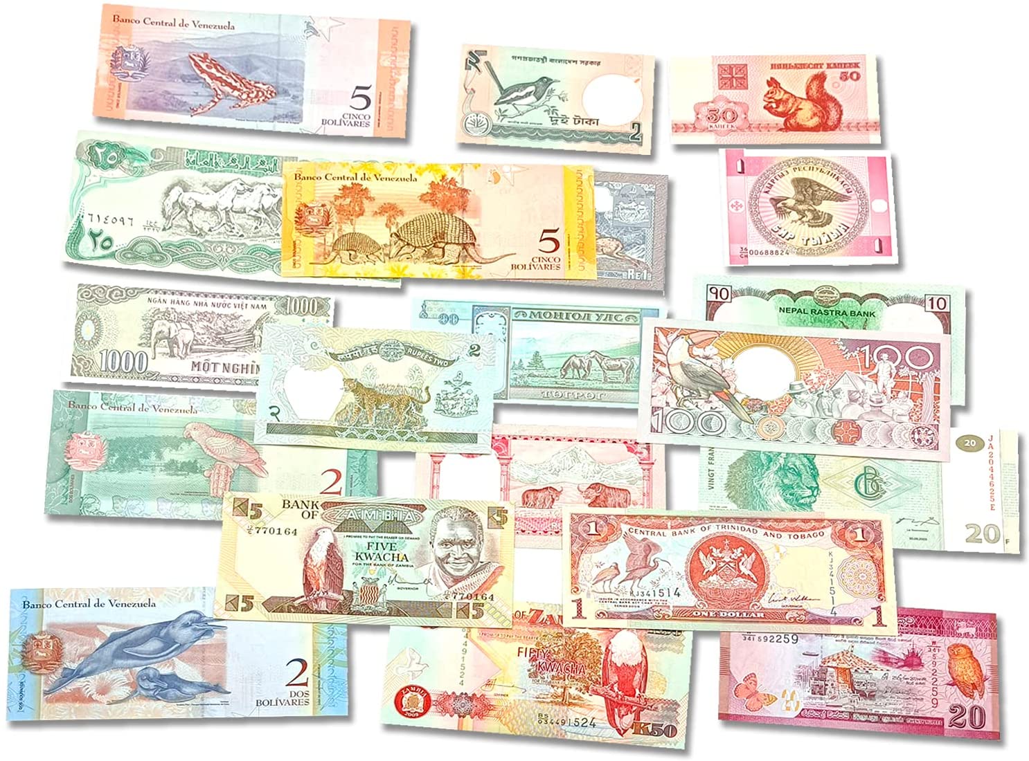World Paper Money - 20 Animal Banknotes
