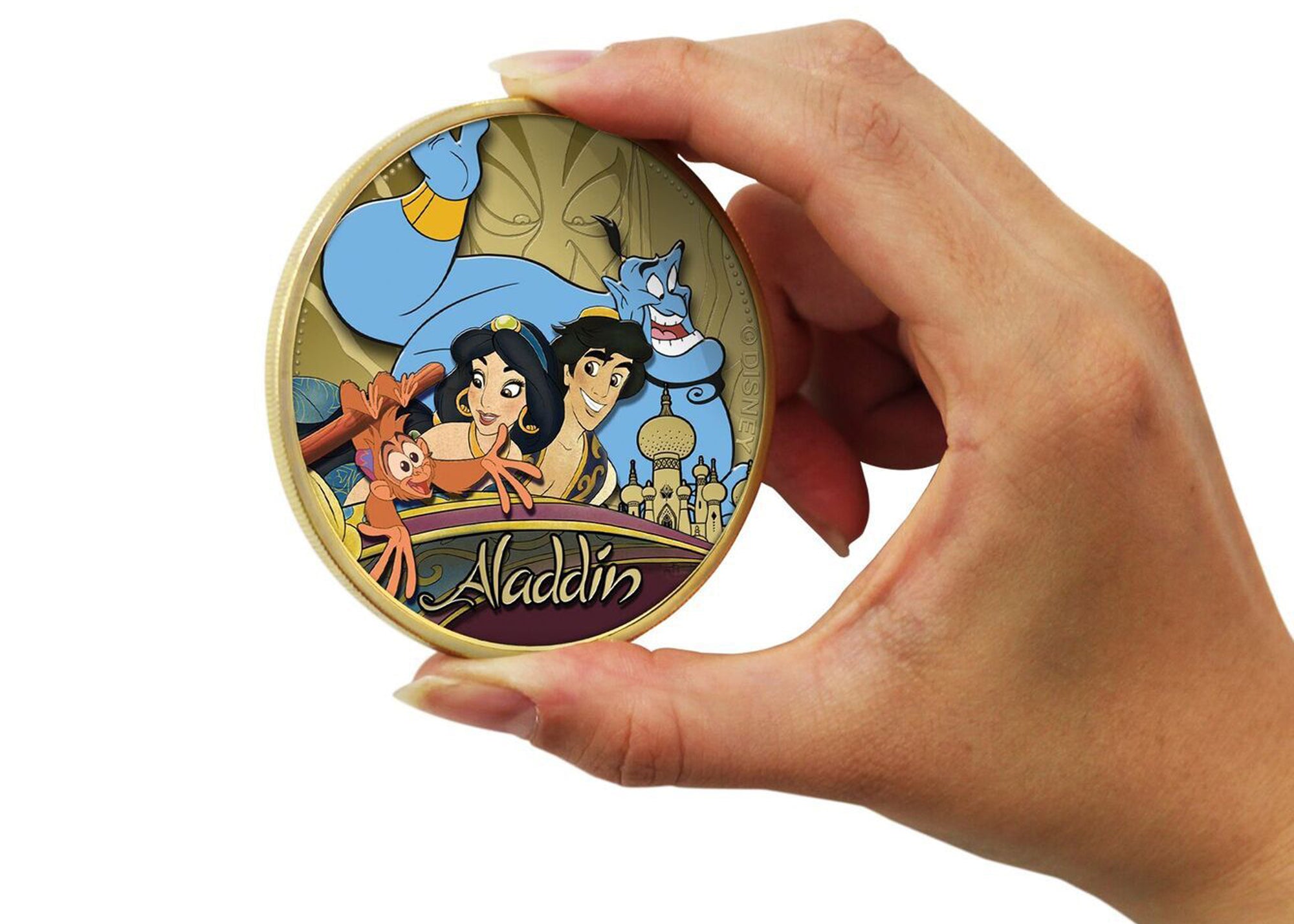 Disney Aladin Edición Luxe - Moneda / Medalla bañada en Oro 24 Quilates - 65mm