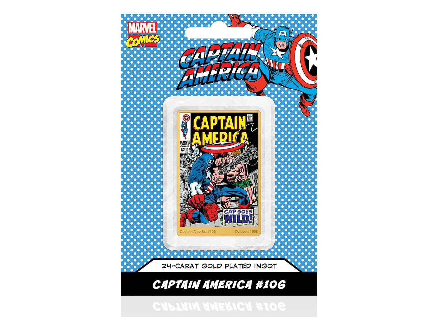 Marvel Comics Capitán América, Lingote bañado en Oro 24 Quilates  - 'Cap Goes Wild' #106