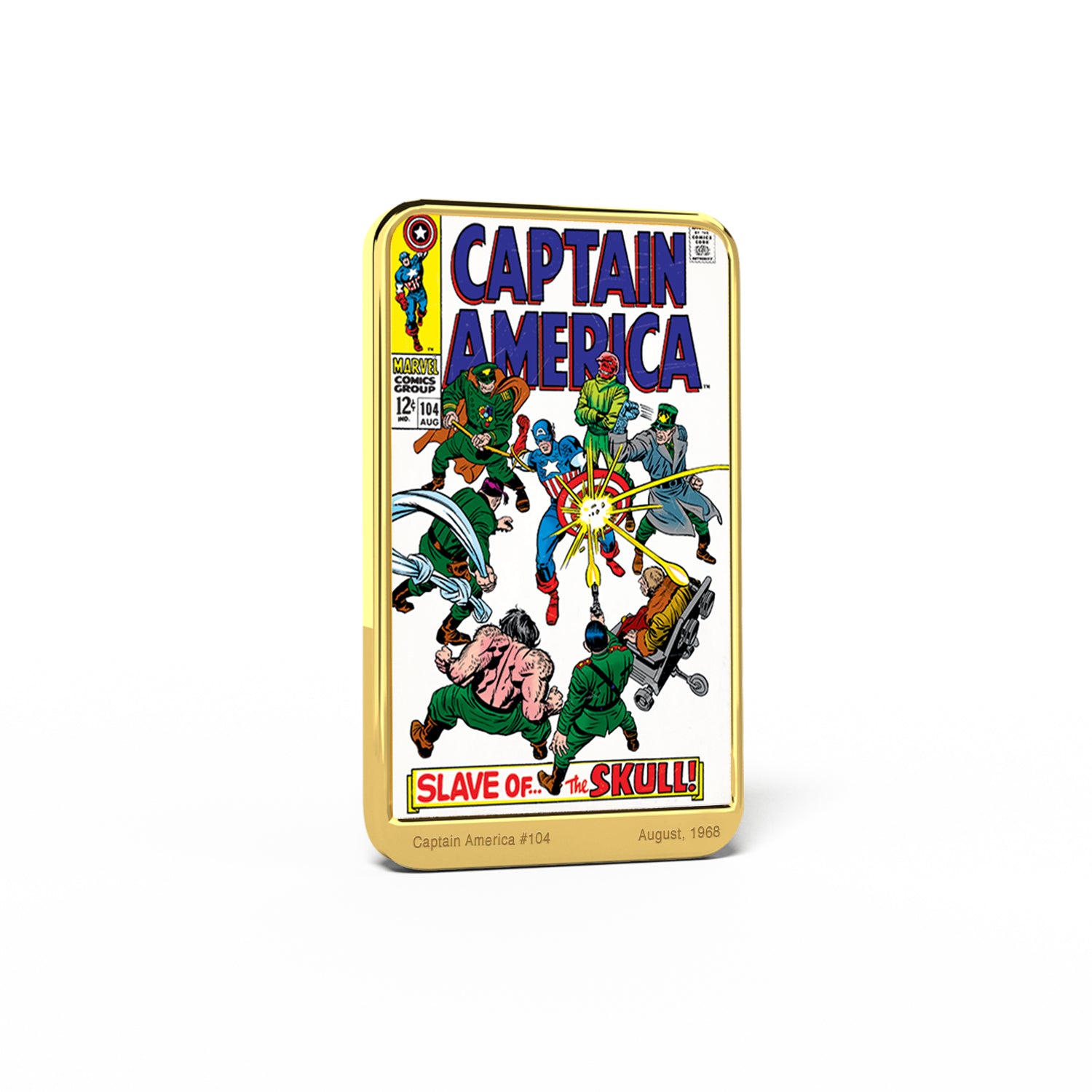 24 Karat vergoldeter Barren – CAPTAIN AMERICA Marvel Comic #104 (1972) | Offizielles Produkt
