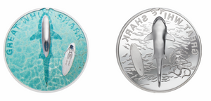 Palau, 5 dollars 2021. White Shark. 1 Oz. Silver